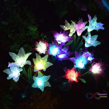 Waterproof Outdoor Solar Lily Flower Stake Lights ( Pack Of 2 pcs ) - infinityexculsivestore.com