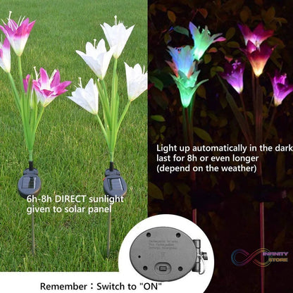 Waterproof Outdoor Solar Lily Flower Stake Lights ( Pack Of 2 pcs ) - infinityexculsivestore.com