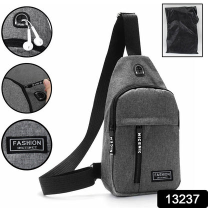 Waterproof Waist Bag, Shoulder Bags USB Charging Earphone Hook Sling Travel Bag (1 Pc) - infinityexculsivestore.com