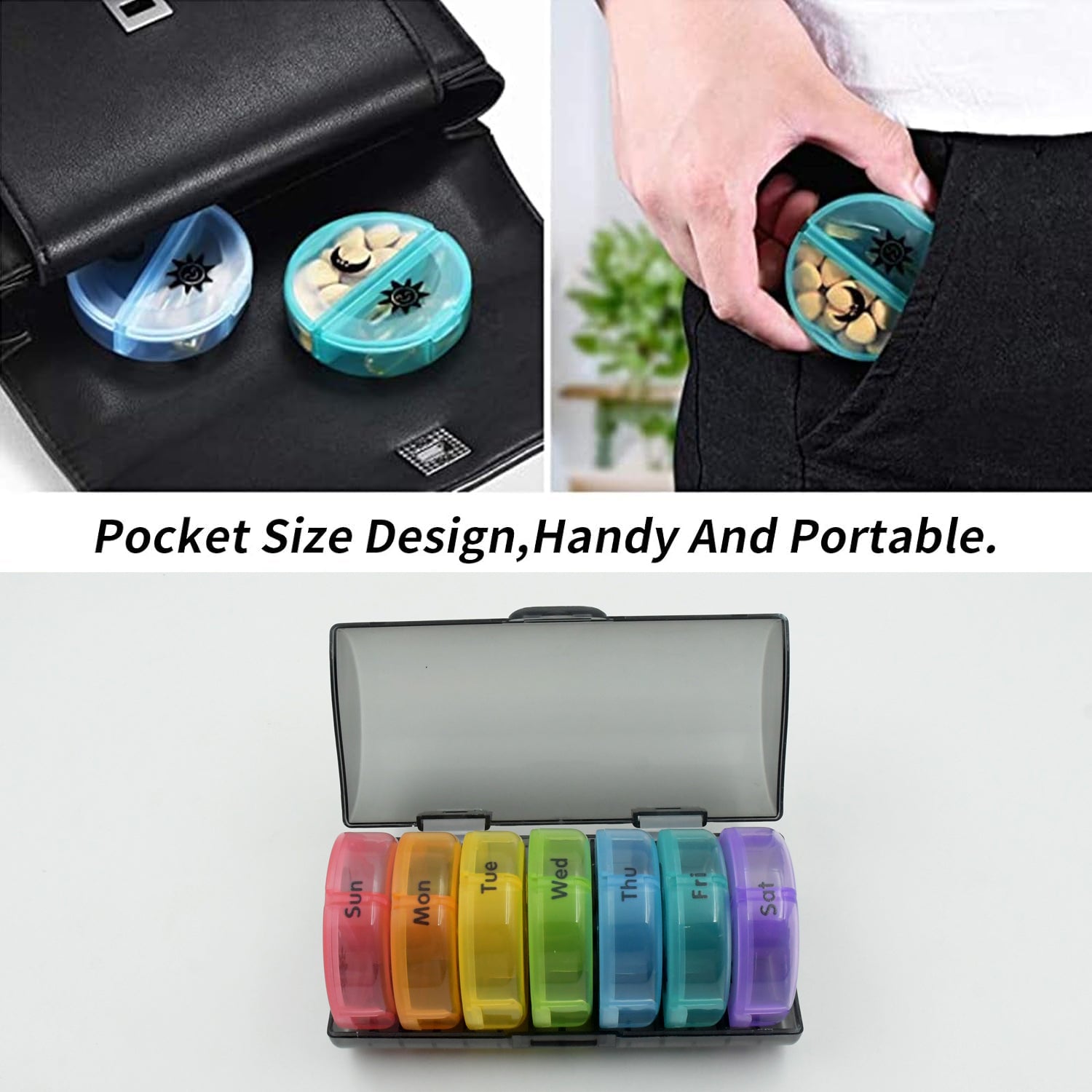 Weekly Pill Organizer 2 Times a Day Travel 7 Day Pill Box Twice a Day Daily Medicine Pill Case with Large Compartments - infinityexculsivestore.com