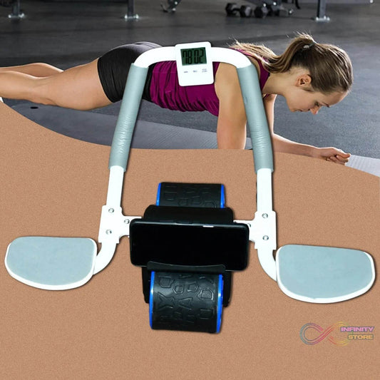 Abdominal Roller Wheel, Automatic Rebound Sponge Handle, Double Wheel Abdominal Roller, Non-Slip Timer Function with Elbow Support for Exercises for Body Fitness Strength Training Home Gym - infinityexculsivestore.com