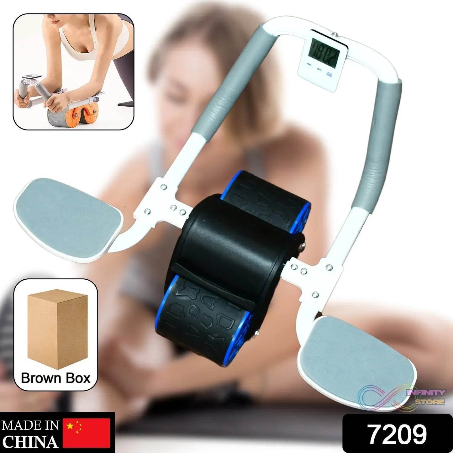 Abdominal Roller Wheel, Automatic Rebound Sponge Handle, Double Wheel Abdominal Roller, Non-Slip Timer Function with Elbow Support for Exercises for Body Fitness Strength Training Home Gym - infinityexculsivestore.com