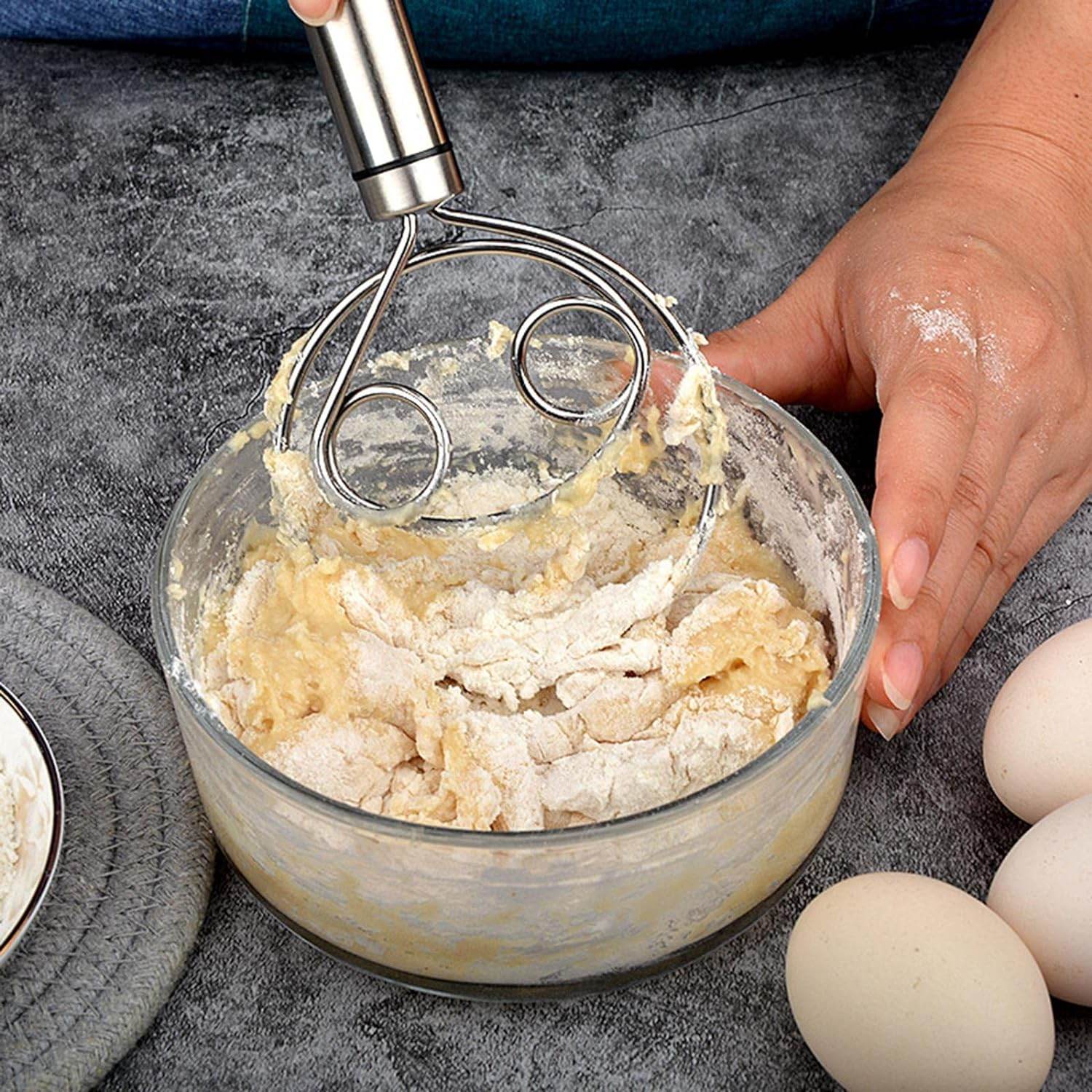 Dough Whisk, Premium Stainless Steel Dutch Whisk, Dough Hand Mixer Artisan Blender For Egg, Bread, Cake, Pastry, Pizza Dough - Perfect Baking Tools, Whisking, Tirring Kitchen Tools (1 Pc) - infinityexculsivestore.com