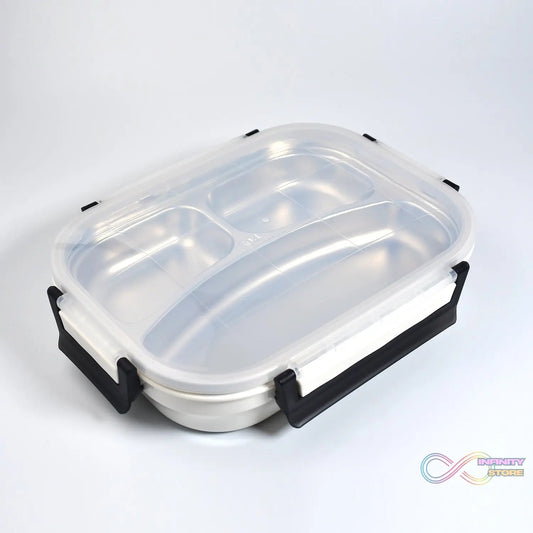 White Transparent Lunch Box for Kids and adults, Stainless Steel Lunch Box with 3 Compartments. - infinityexculsivestore.com