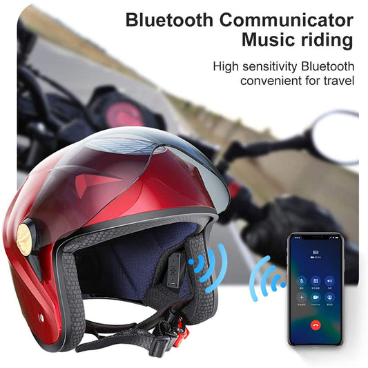 Whitecherry ISI Mark Certified Open Face Solar Smart Bluetooth Safety Motorbike Helmet (Red) - infinityexculsivestore.com