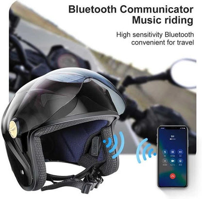 Whitecherry Motorbike Certified Flip - Up Helmet for Men & Women Solar Bluetooth Helmet Black Cycling Helmet (Black) - infinityexculsivestore.com