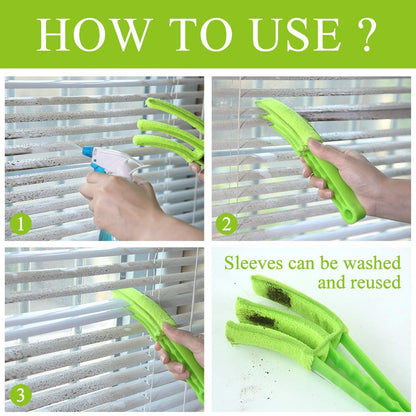 Window Blind Cleaner Duster Brush with Microfiber Sleeves - Blind Cleaner Tools for Window Shutters Blind Air Conditioner Jalousie Dust - infinityexculsivestore.com