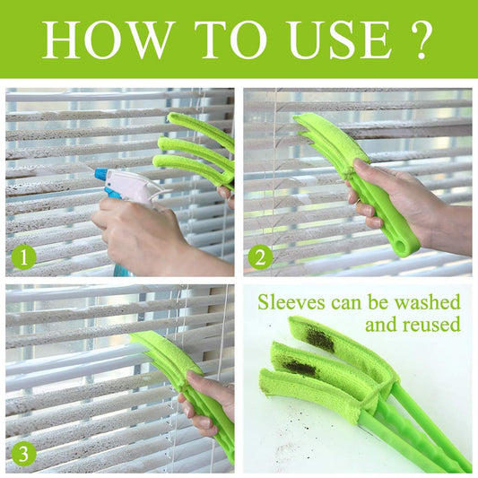 Window Blind Cleaner Duster Brush with Microfiber Sleeves - Blind Cleaner Tools for Window Shutters Blind Air Conditioner Jalousie Dust - infinityexculsivestore.com