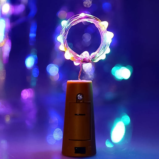 Wine Bottle Cork String Light | Multi LED / 2M Cable Length Copper Wire Battery Operated (Multicolor Light / 1 Pc) - infinityexculsivestore.com