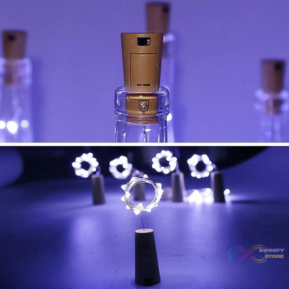Wine Bottle Cork String Light | Multi LED / 2M Cable Length Copper Wire Battery Operated (White / 1 Pc) - infinityexculsivestore.com