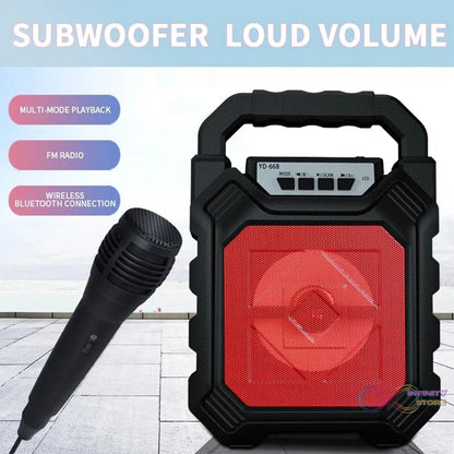 Wireless Bluetooth Portable Boom Box Subwoofer Support Mic Input Outdoor Speaker 5 W Bluetooth Speaker - infinityexculsivestore.com