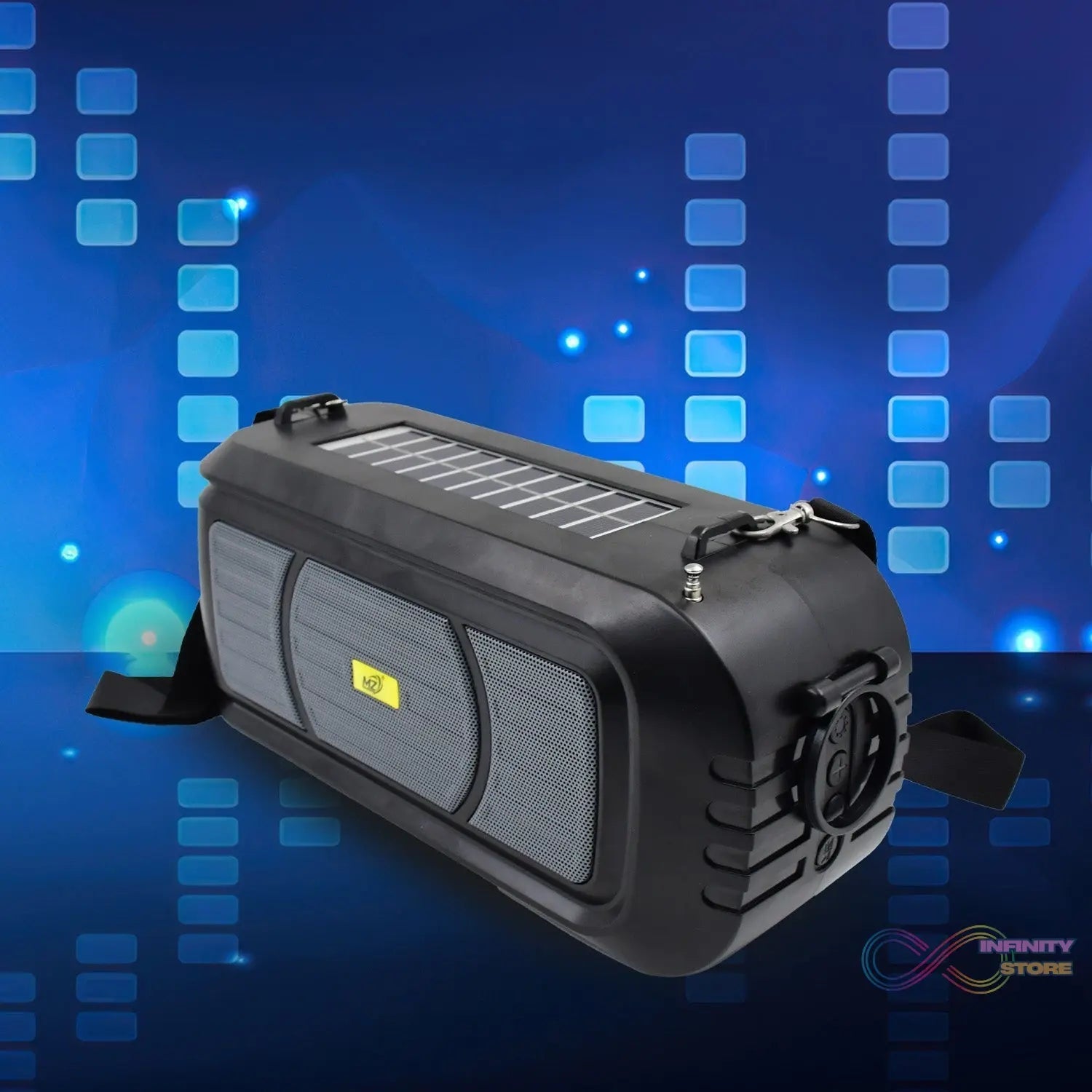 Wireless Bluetooth Speaker 5W High Bass with Wireless Mic / Microphone, LED Torch, Solar Charging, Support USB & Adjustable Strap (1 Set) - infinityexculsivestore.com