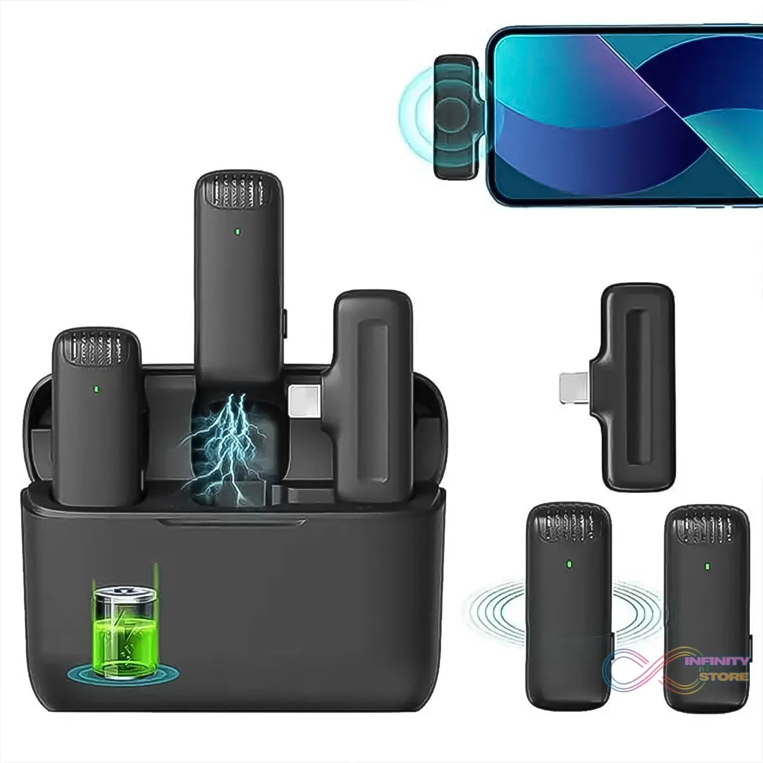 Wireless Microphones, Collar Mic for All Smart Phone / Type - C (1 Set) - infinityexculsivestore.com