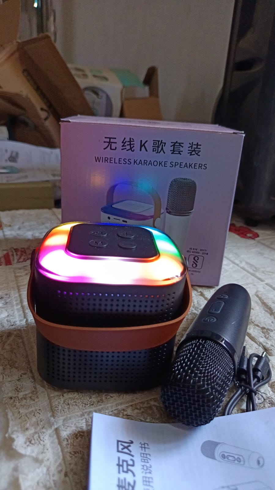 Wireless Speaker Microphone Set, RGB Light Support Memory Card PortableKaraoke Machine Perfect for Travel TV - infinityexculsivestore.com
