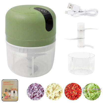 Wireless USB Rechargeable Mini Electric Garlic Machine / Chopper 3 Blades (250Ml) - infinityexculsivestore.com