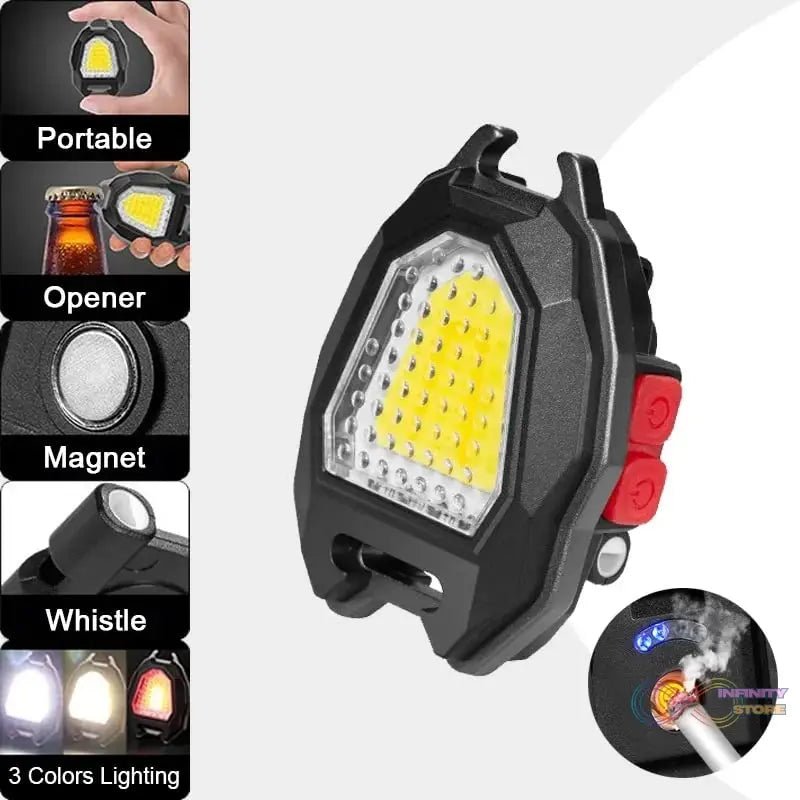 Portable Triangular Shaped Emergency& Camping Flashlight With Cigarette Lighter Lumens Rechargeable Waterproof Portable Led Light Camping Keychain 6Lighting Modes With Strong Magnet 3 Color Lighting For Travel, Camping Walking - infinityexculsivestore.com
