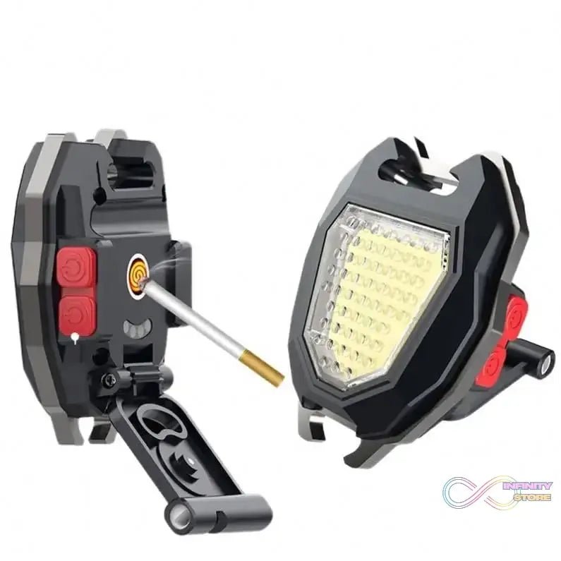 Portable Triangular Shaped Emergency& Camping Flashlight With Cigarette Lighter Lumens Rechargeable Waterproof Portable Led Light Camping Keychain 6Lighting Modes With Strong Magnet 3 Color Lighting For Travel, Camping Walking - infinityexculsivestore.com