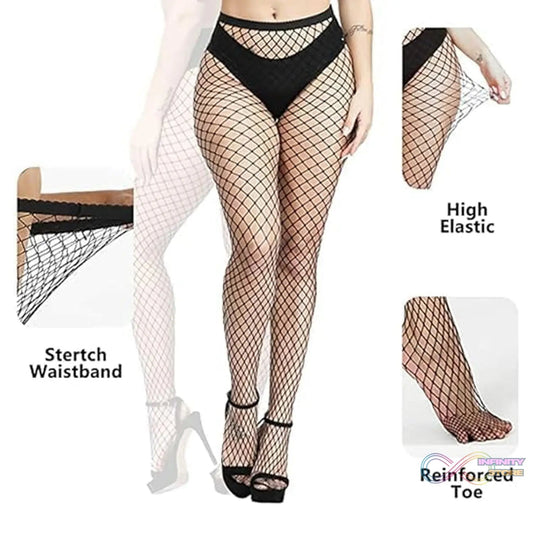 Women's / Girls's High Waist Pantyhose Tights Fishnet Stockings Broad Mesh Net Style (1 Pc) - infinityexculsivestore.com