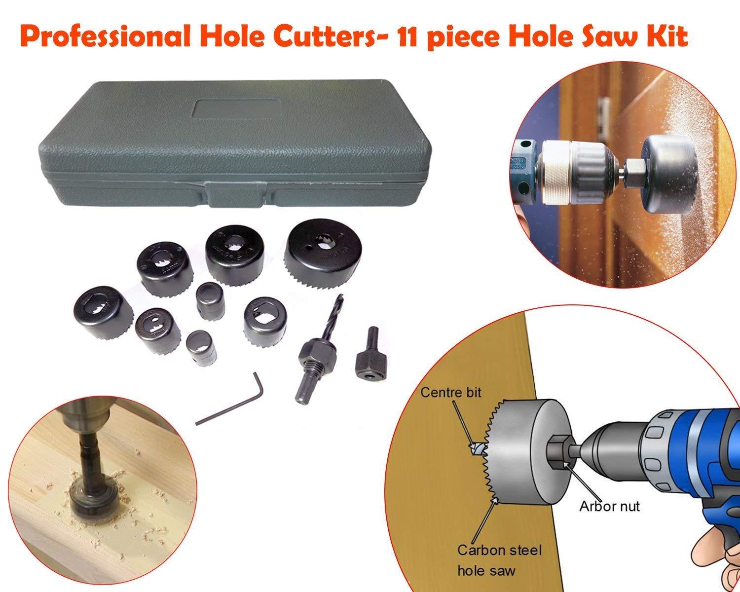 Wood Hole Saw Cutting Set (11 pcs, 19 - 64mm, Multicolour) - infinityexculsivestore.com