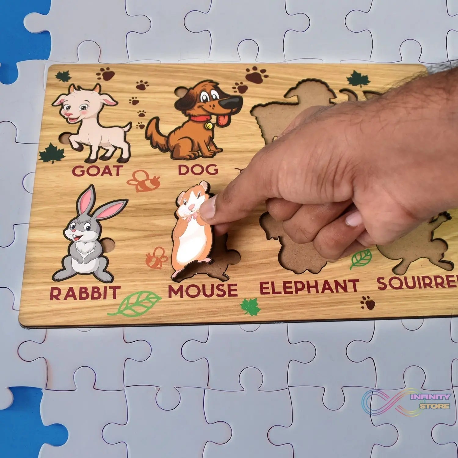 Wooden Animal Puzzle Learning Educational Board (1 Set / 28×20 Cm) - infinityexculsivestore.com