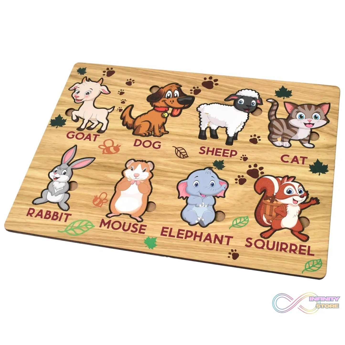 Wooden Animal Puzzle Learning Educational Board (1 Set / 28×20 Cm) - infinityexculsivestore.com
