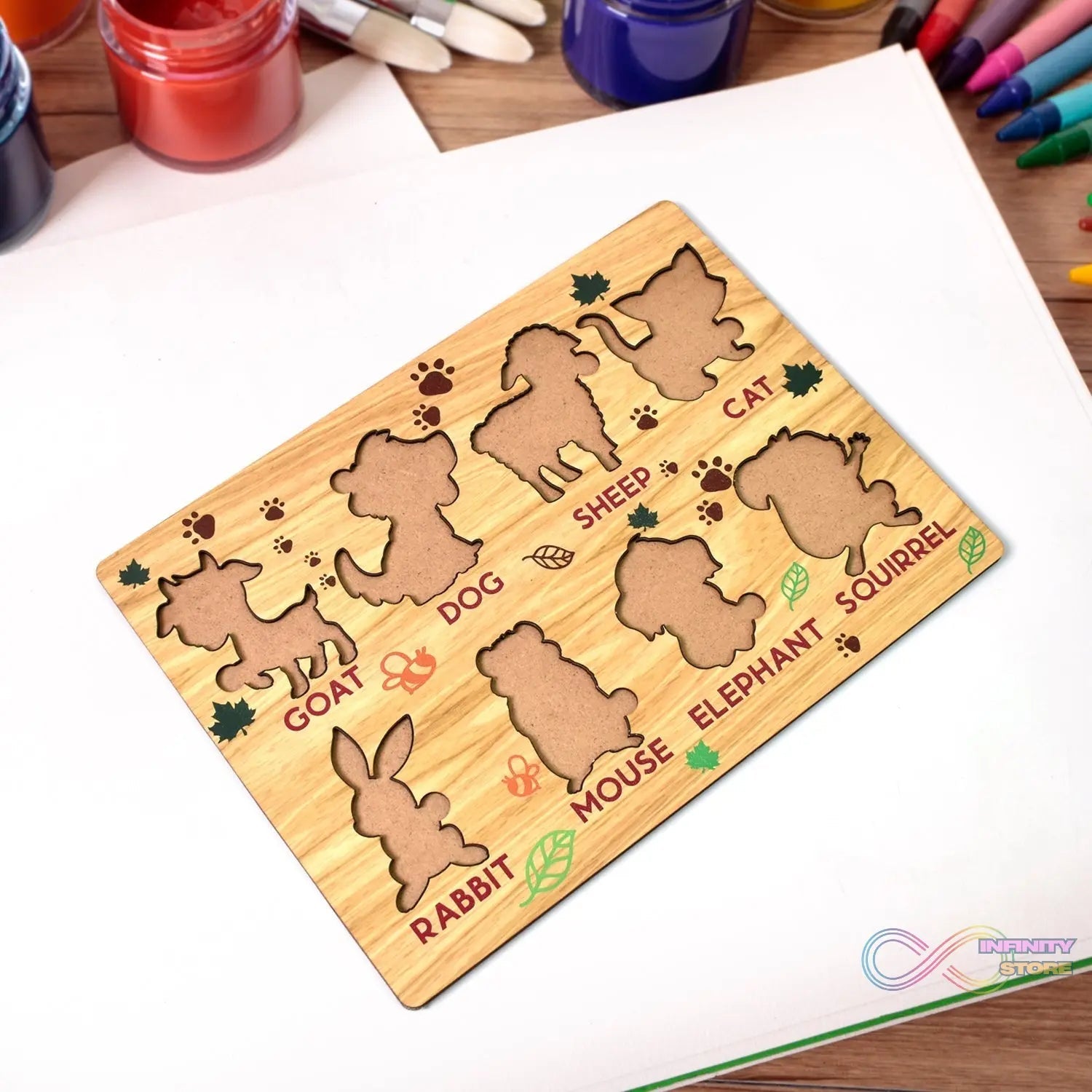 Wooden Animal Puzzle Learning Educational Board (1 Set / 28×20 Cm) - infinityexculsivestore.com