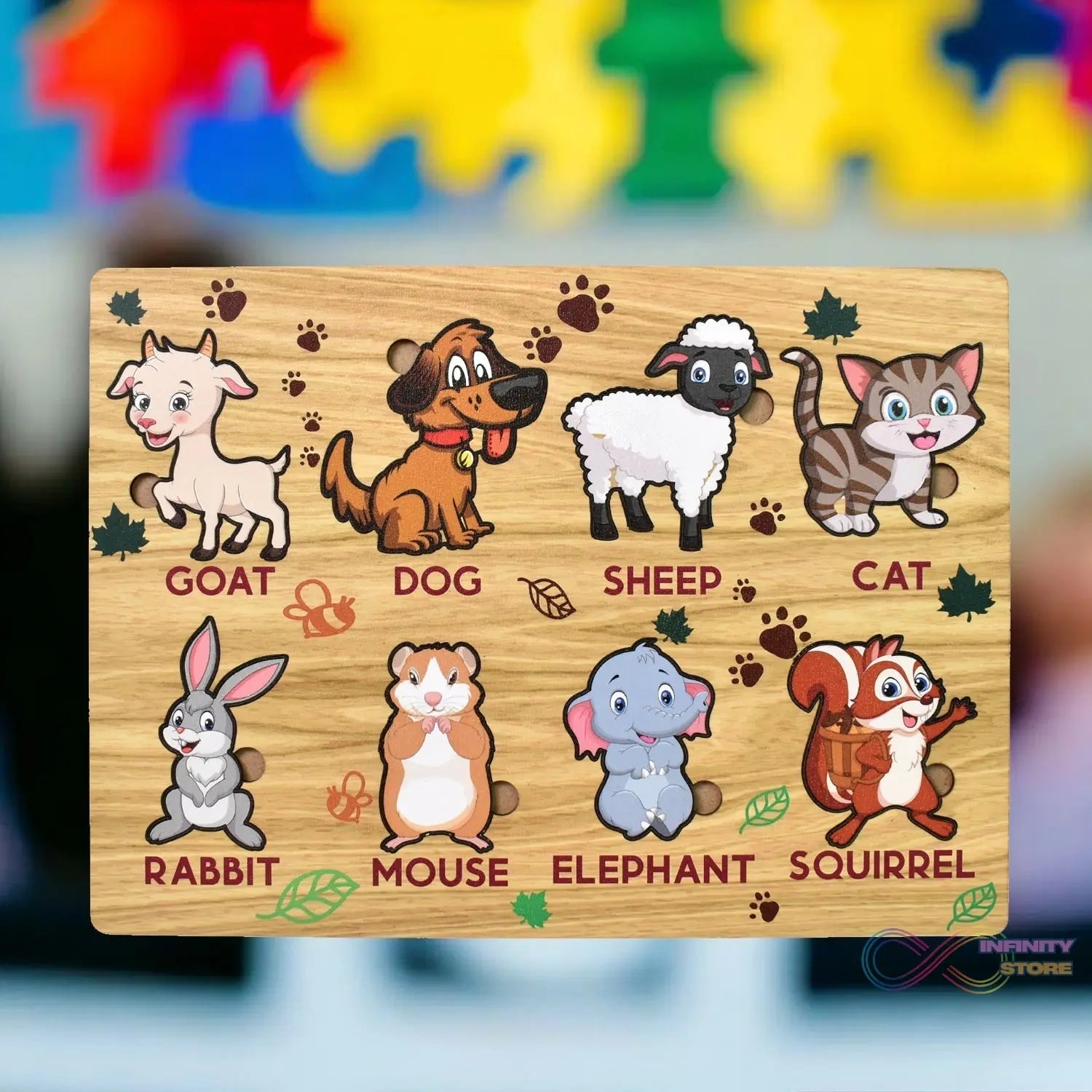 Wooden Animal Puzzle Learning Educational Board (1 Set / 28×20 Cm) - infinityexculsivestore.com
