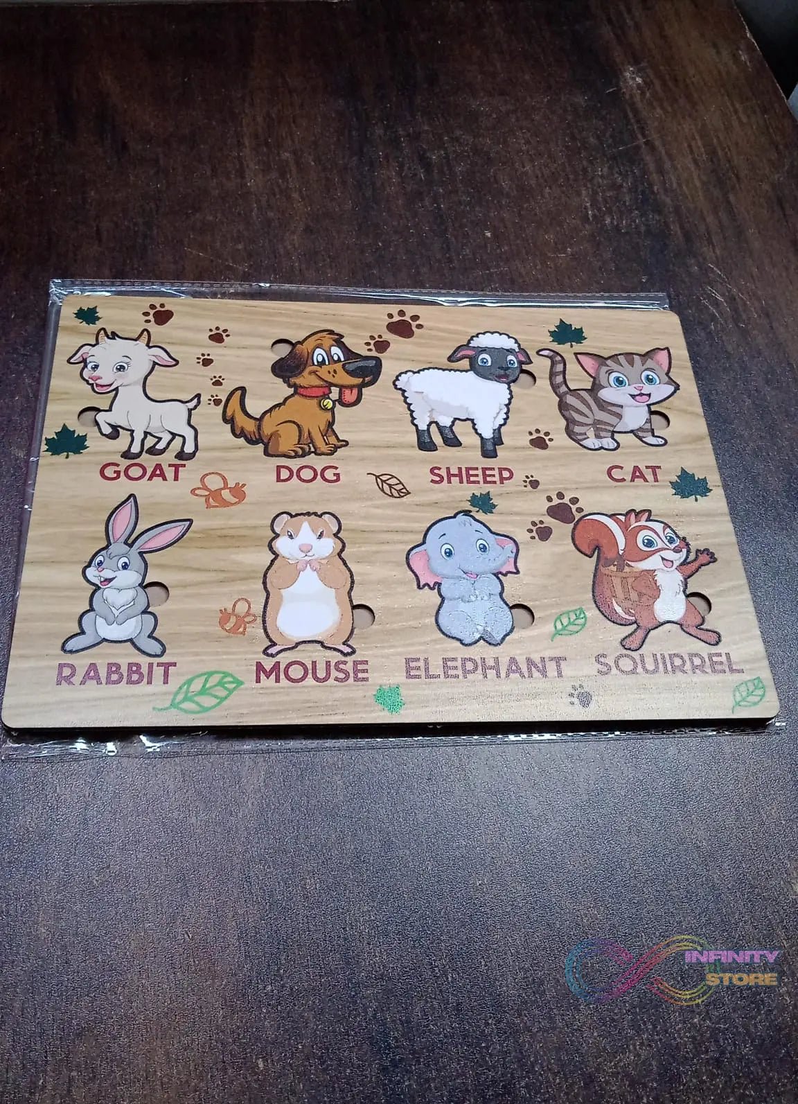 Wooden Animal Puzzle Learning Educational Board (1 Set / 28×20 Cm) - infinityexculsivestore.com