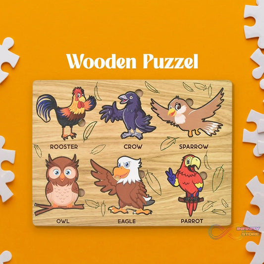 Wooden Bird Puzzle Learning Educational Board (1 Set / 28×20 Cm) - infinityexculsivestore.com