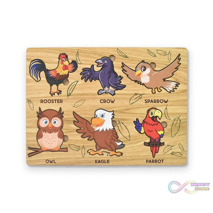 Wooden Bird Puzzle Learning Educational Board (1 Set / 28×20 Cm) - infinityexculsivestore.com