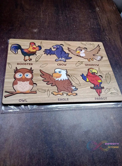 Wooden Bird Puzzle Learning Educational Board (1 Set / 28×20 Cm) - infinityexculsivestore.com