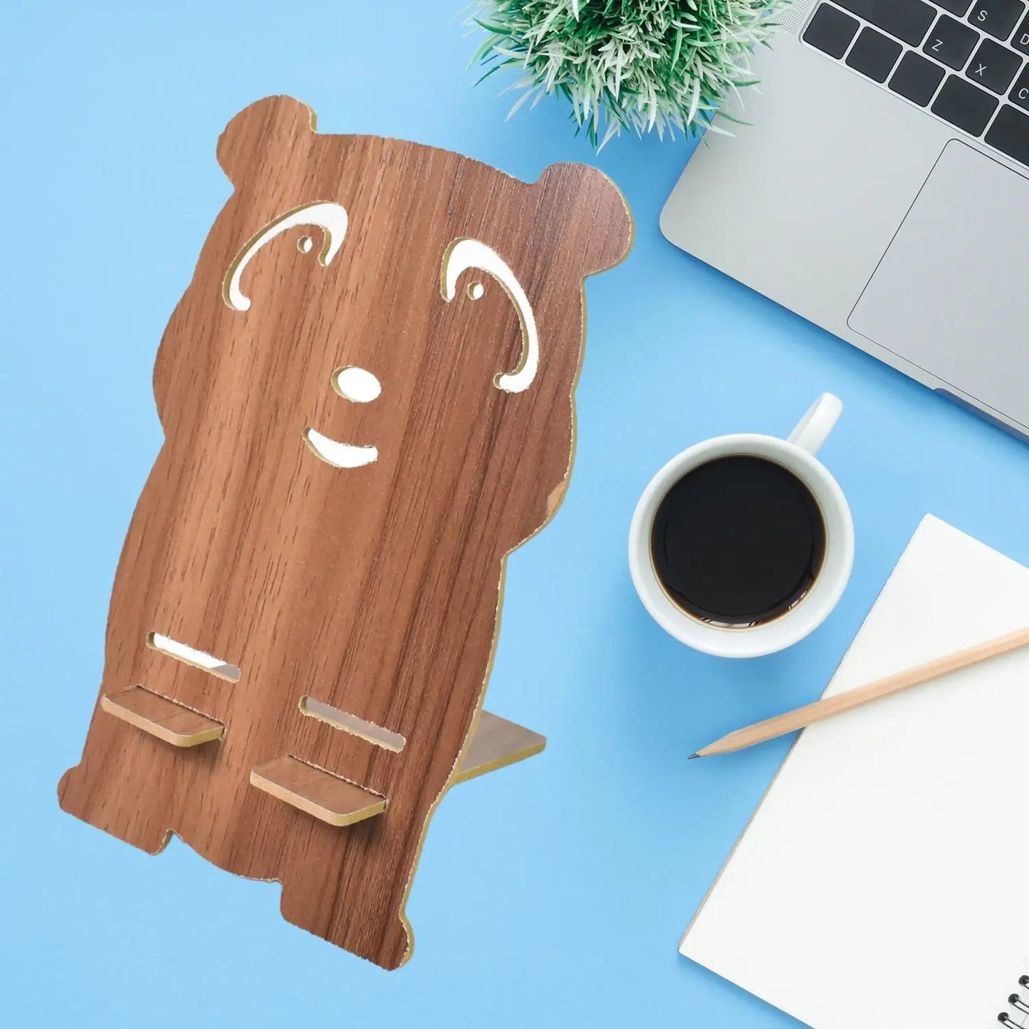 Wooden Cartoon Shape Design Mobile Stand (1 Pc) - infinityexculsivestore.com