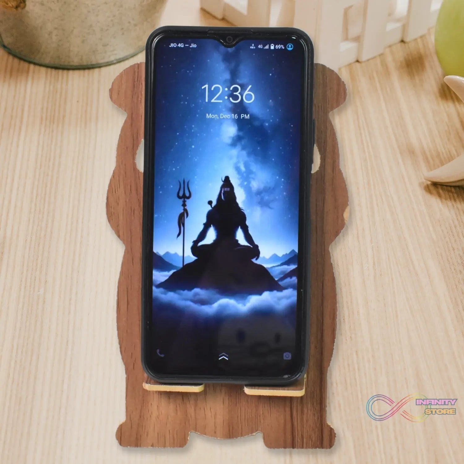 Wooden Cartoon Shape Design Mobile Stand (1 Pc) - infinityexculsivestore.com