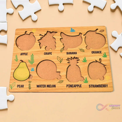 Wooden Fruits Puzzle Learning Educational Board (1 Set / 28×20 Cm) - infinityexculsivestore.com