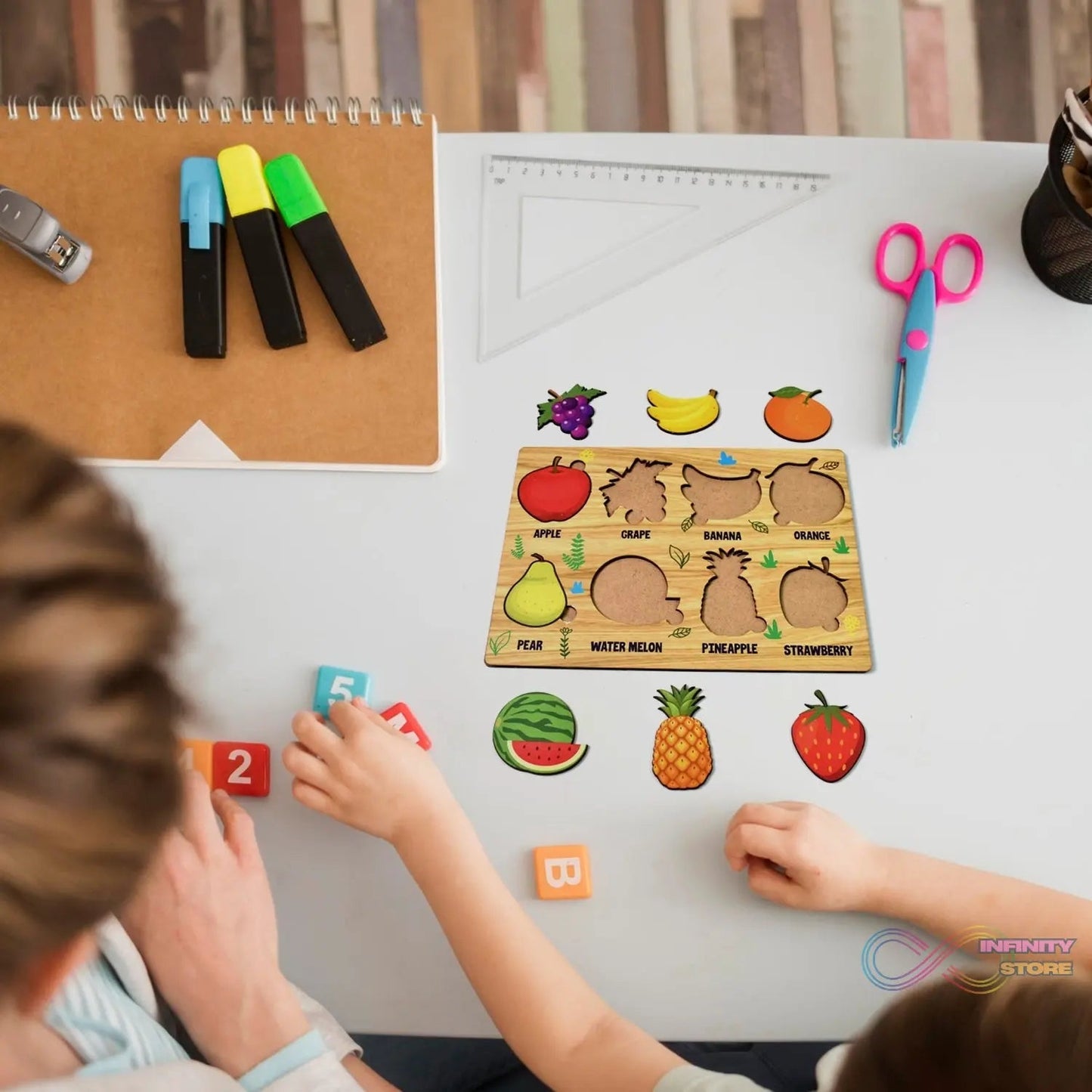 Wooden Fruits Puzzle Learning Educational Board (1 Set / 28×20 Cm) - infinityexculsivestore.com