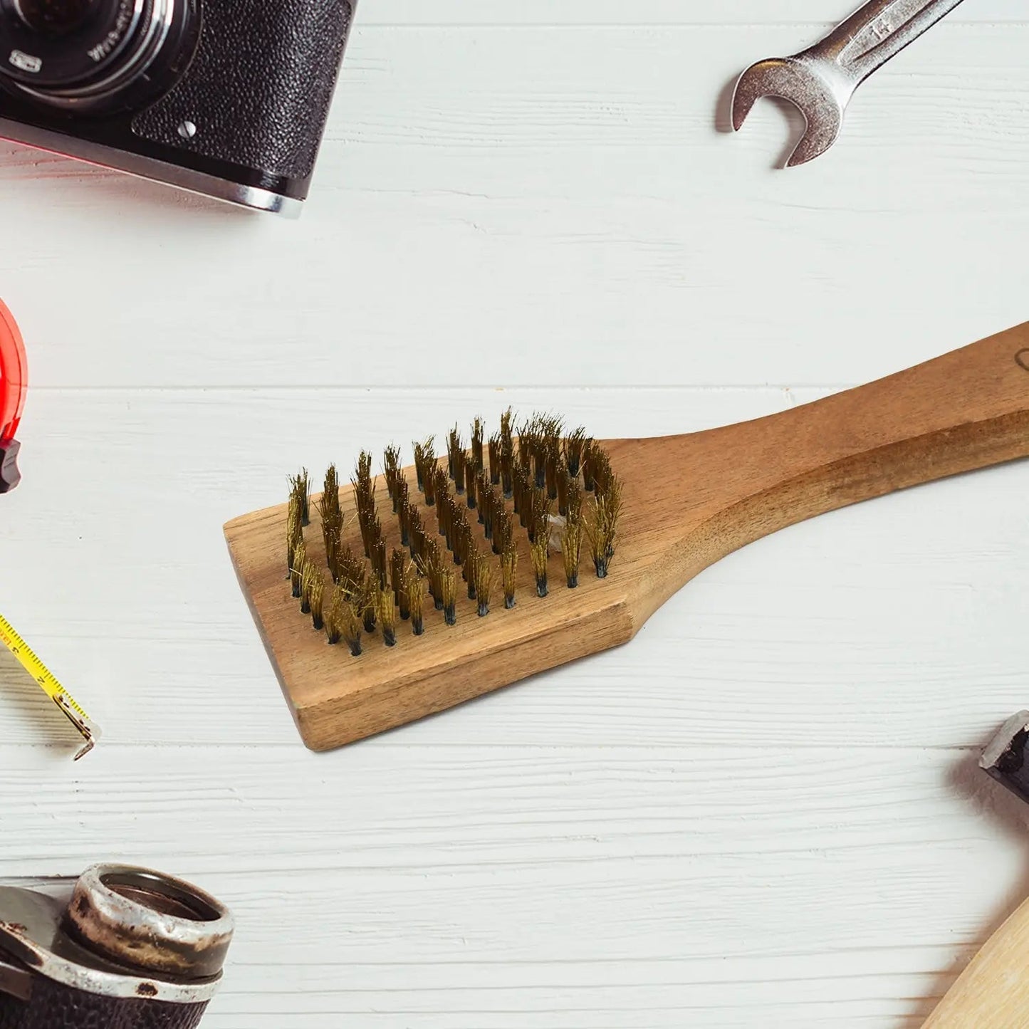 Wooden Handle Steel Wire Brush (1 Pc) - infinityexculsivestore.com