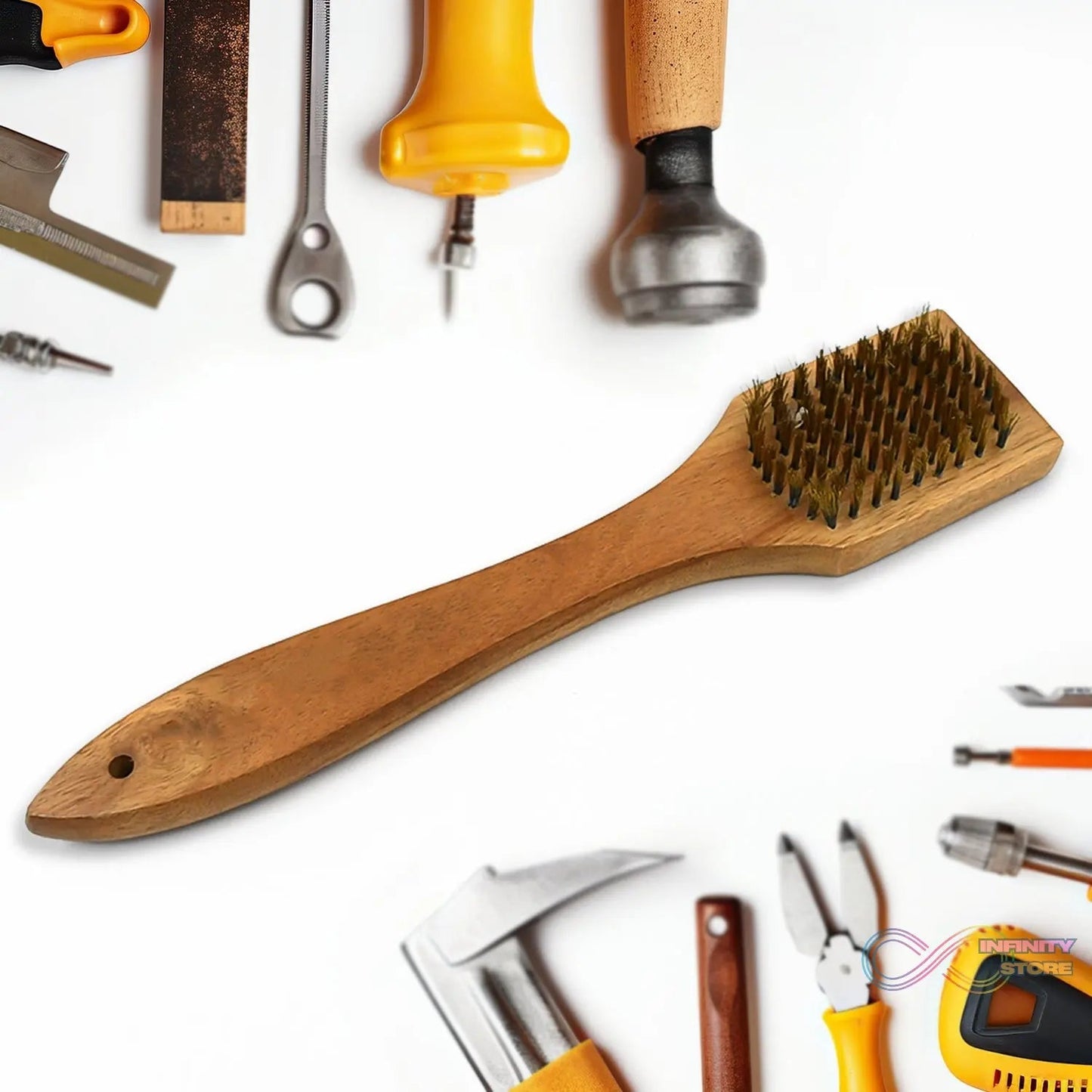 Wooden Handle Steel Wire Brush (1 Pc) - infinityexculsivestore.com