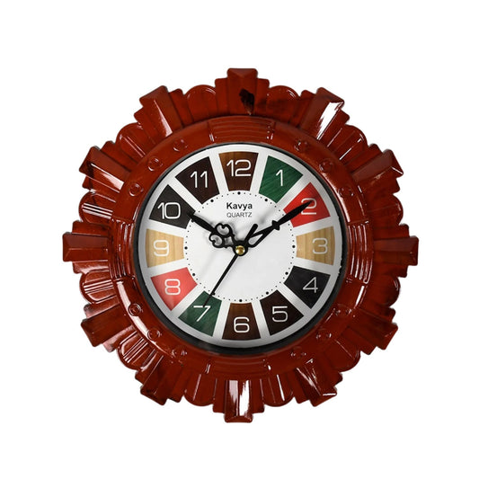 Wooden Look Round Wall Clock - Battery Operated, Easy - to - Read, Plastic Design for Home/Office - infinityexculsivestore.com