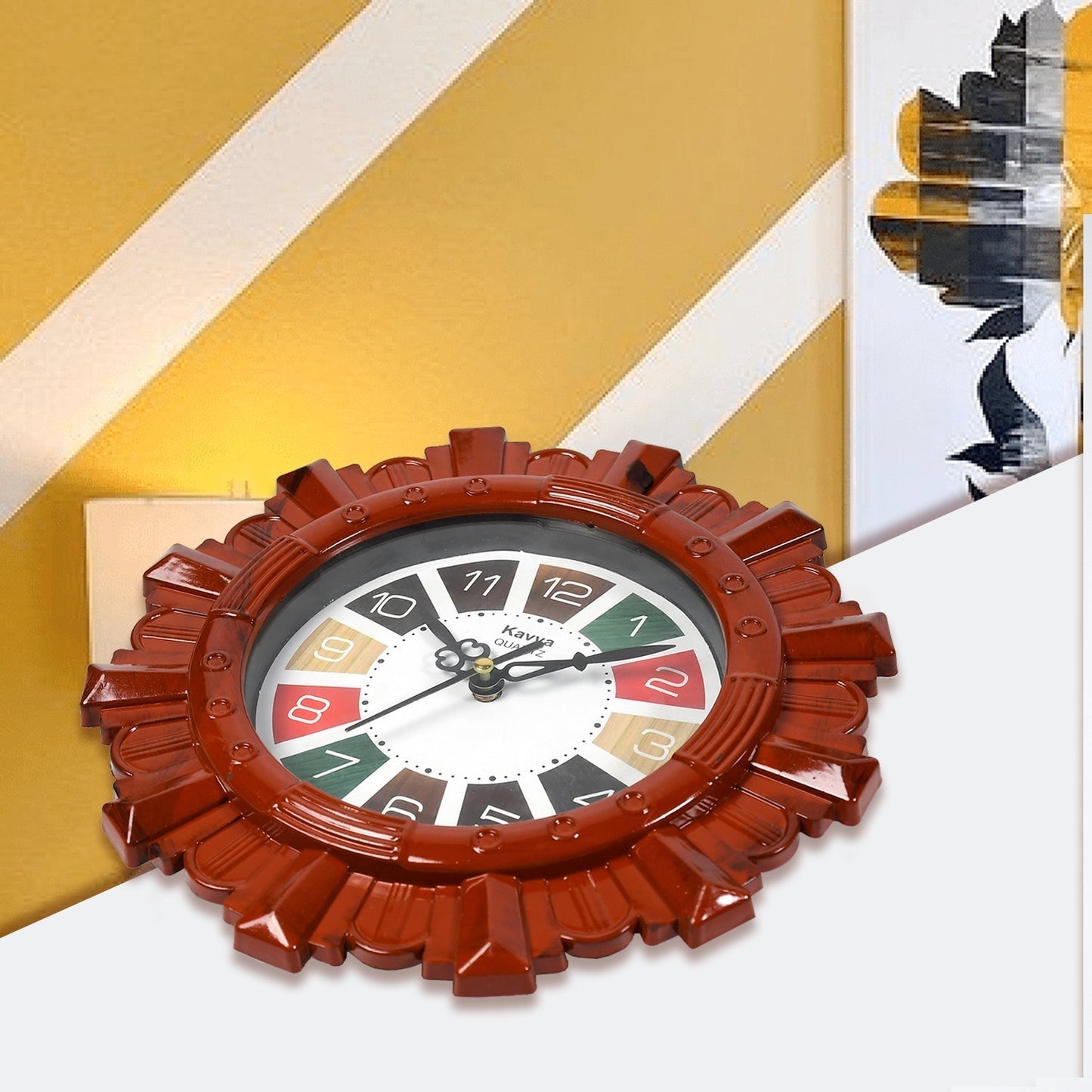 Wooden Look Round Wall Clock - Battery Operated, Easy - to - Read, Plastic Design for Home/Office - infinityexculsivestore.com