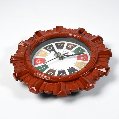 Wooden Look Round Wall Clock - Battery Operated, Easy - to - Read, Plastic Design for Home/Office - infinityexculsivestore.com