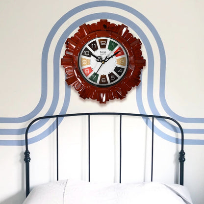 Wooden Look Round Wall Clock - Battery Operated, Easy - to - Read, Plastic Design for Home/Office - infinityexculsivestore.com