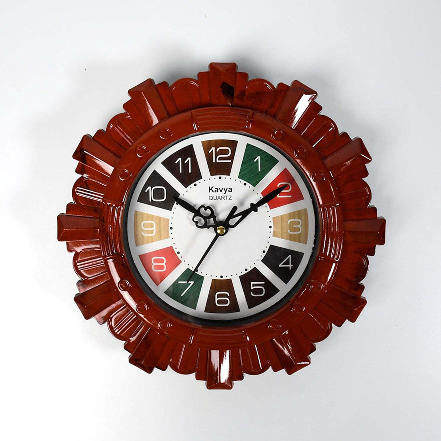 Wooden Look Round Wall Clock - Battery Operated, Easy - to - Read, Plastic Design for Home/Office - infinityexculsivestore.com