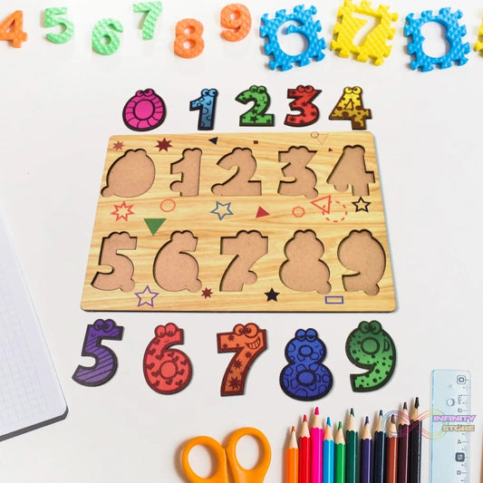 Wooden Number Puzzle Learning Educational Board (1 Set / 28×20 Cm) - infinityexculsivestore.com