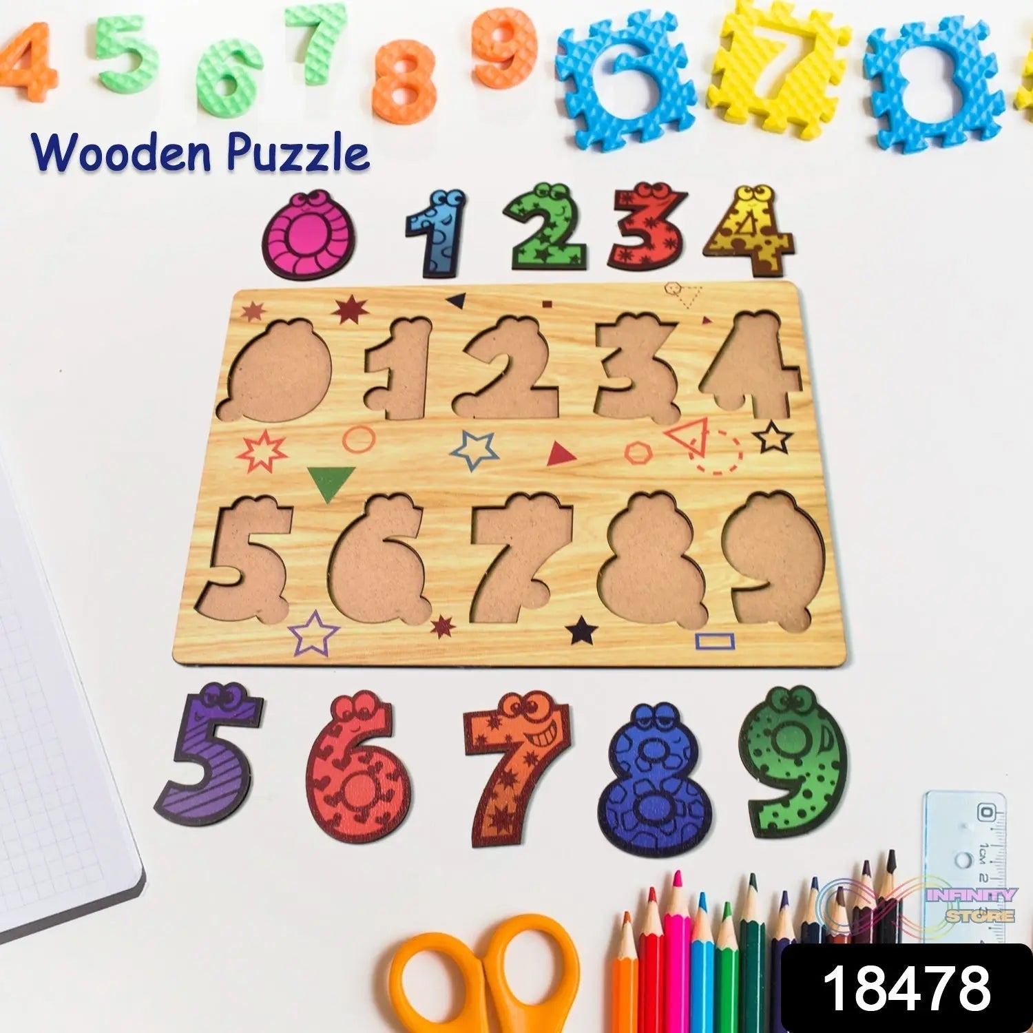 Wooden Number Puzzle Learning Educational Board (1 Set / 28×20 Cm) - infinityexculsivestore.com