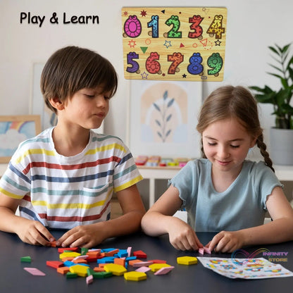 Wooden Number Puzzle Learning Educational Board (1 Set / 28×20 Cm) - infinityexculsivestore.com