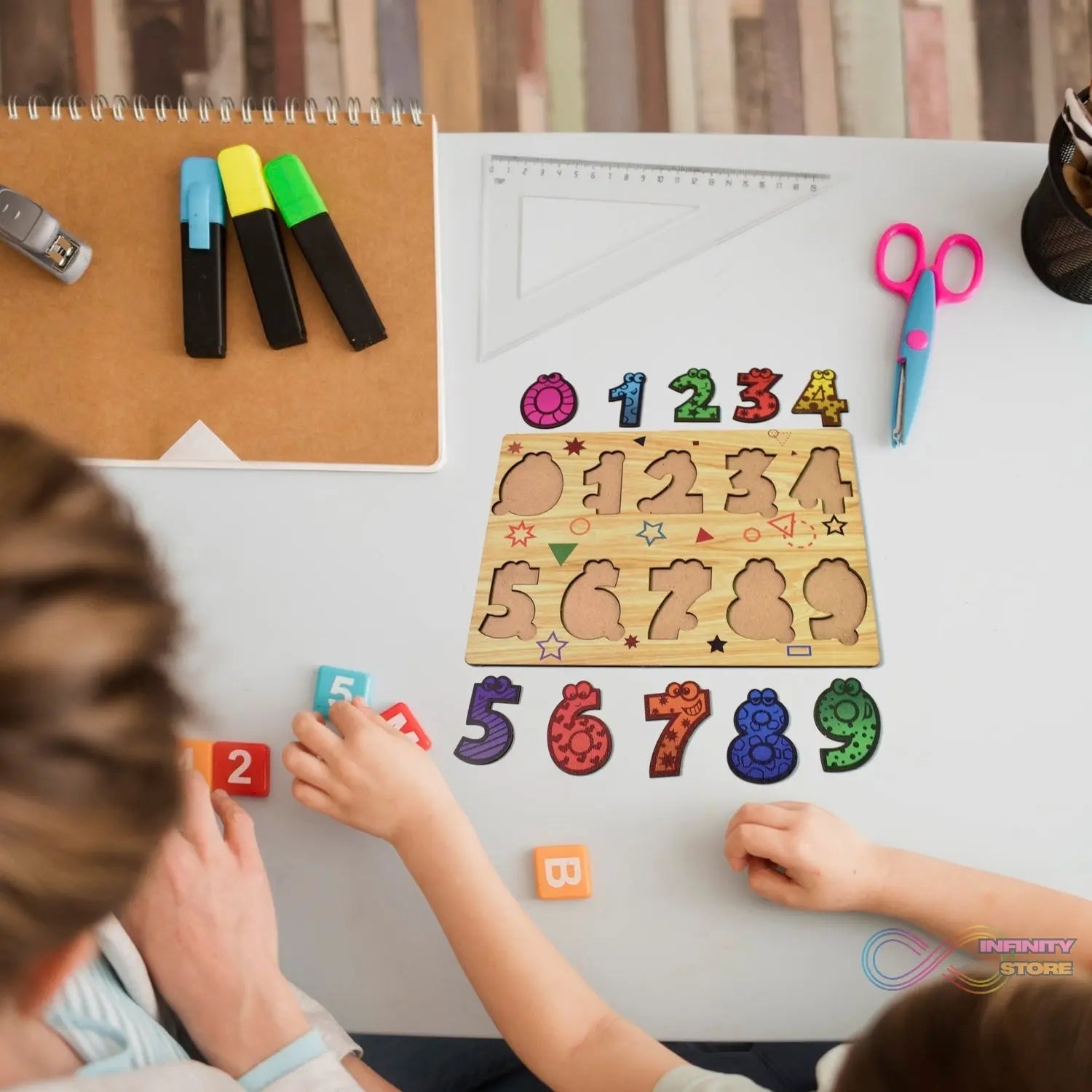 Wooden Number Puzzle Learning Educational Board (1 Set / 28×20 Cm) - infinityexculsivestore.com