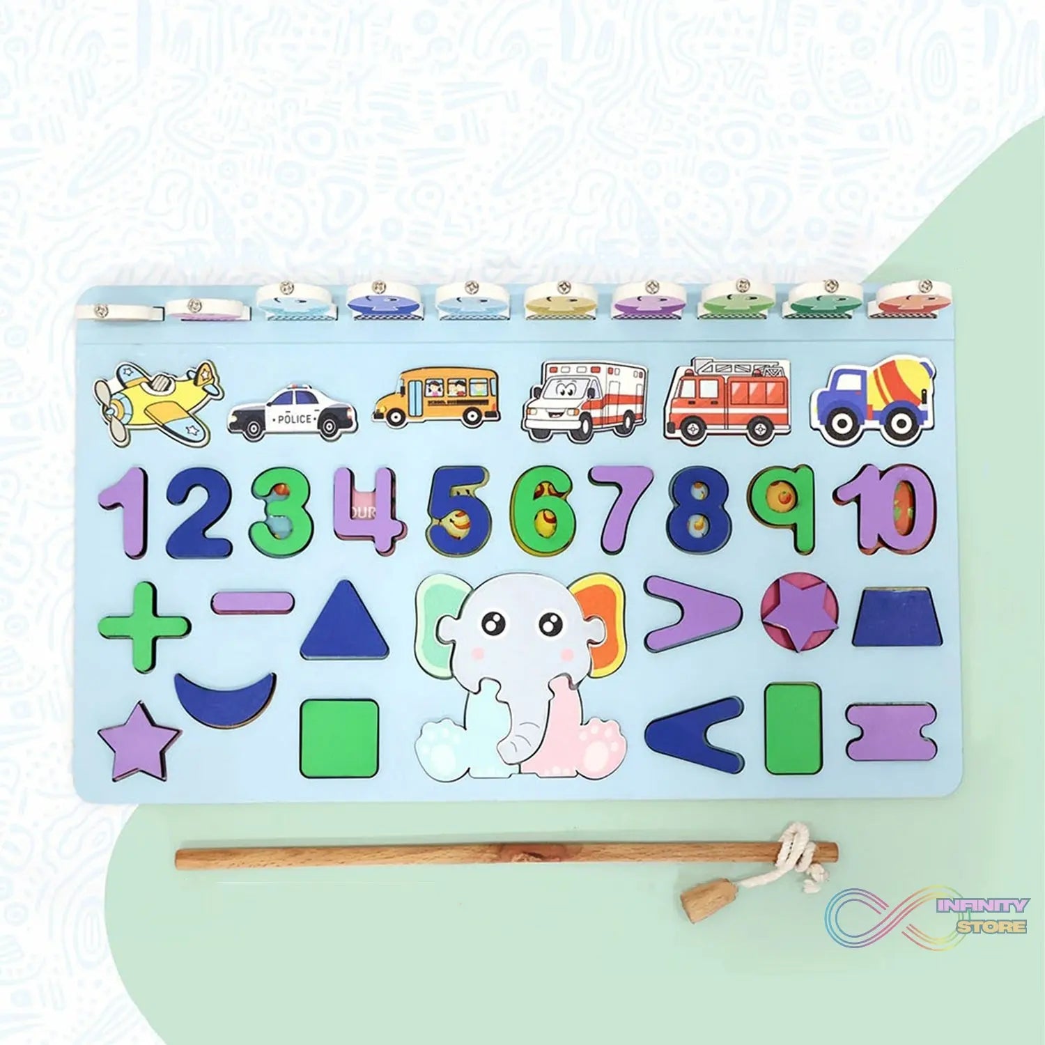 Wooden Number Puzzle Match Board and magnetic rod - infinityexculsivestore.com