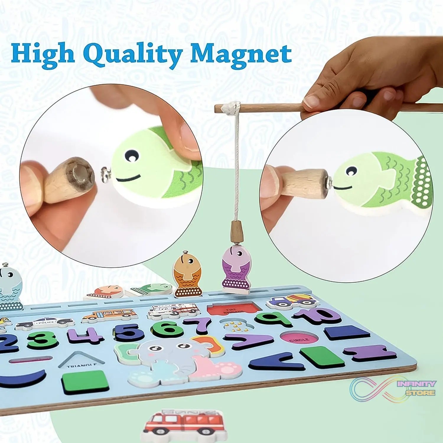 Wooden Number Puzzle Match Board and magnetic rod - infinityexculsivestore.com