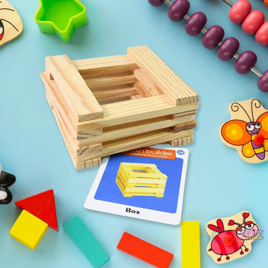 Wooden Pattern Brain Puzzles 20 Pcs Wooden Strips, 40 Pattern Cards (1 Set) - infinityexculsivestore.com