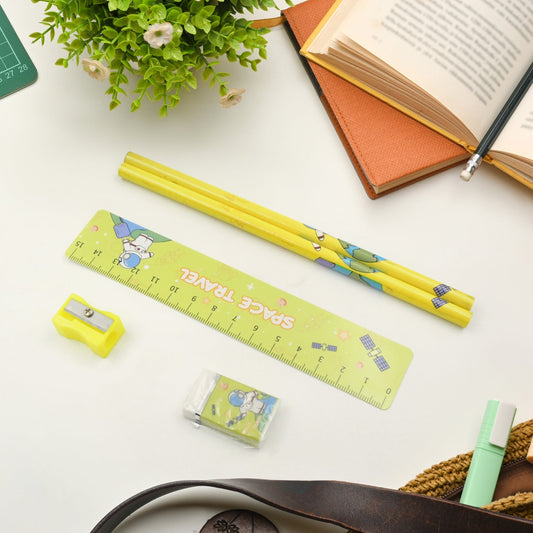 Wooden Pencil Set (5 Pc): School Supplies, Stationery Set for Kids - infinityexculsivestore.com